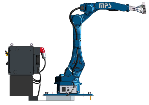 Robotafpaksysteem toegevoegd aan een zaagmachine Robotafpaksysteem toegevoegd aan een zaagmachine